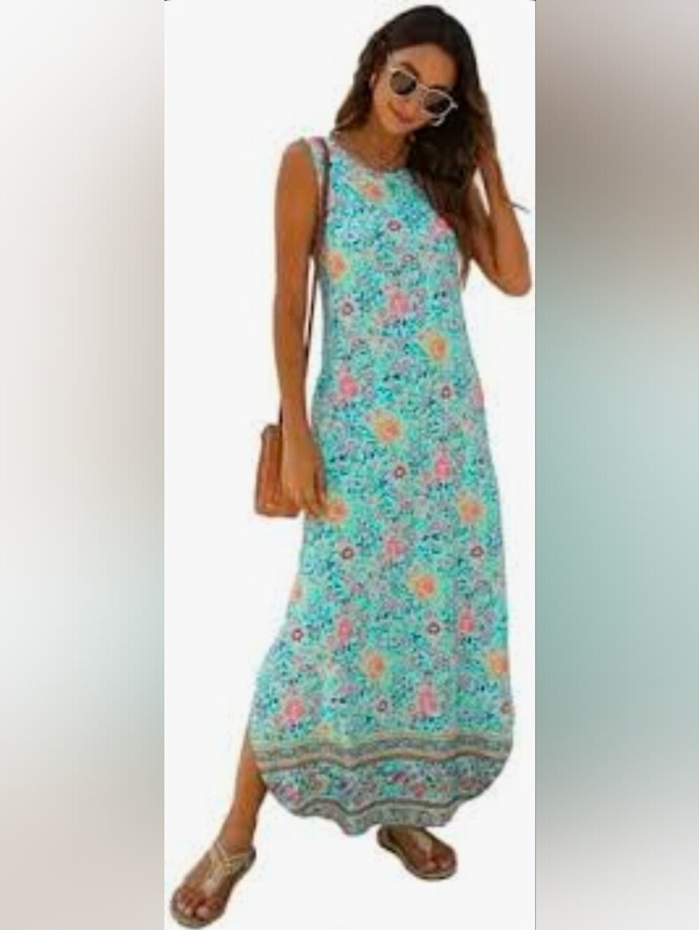 Hount Turquoise Floral Maxi Dress Large